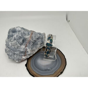 Designer Whitney Kelly WK Blue Fire Opal 925 Sterling Silver Cuff Bracelet